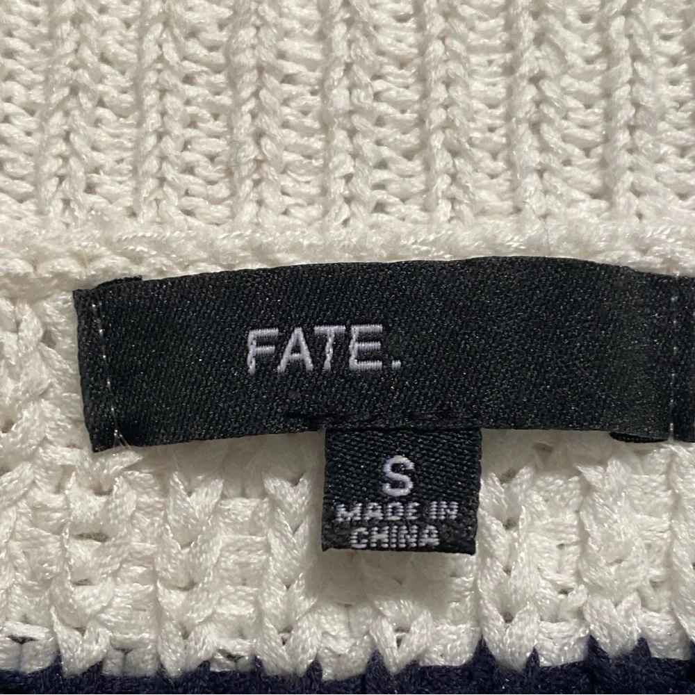 Fate Black White Striped Lace Up Coastal Knit Sweater Size S
